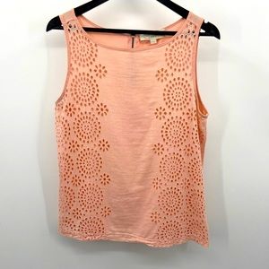 Loft Peach Eye Lit Sleeveless Top - Size: Medium